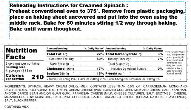 Creamed Spinach - Marble Hills Ranch